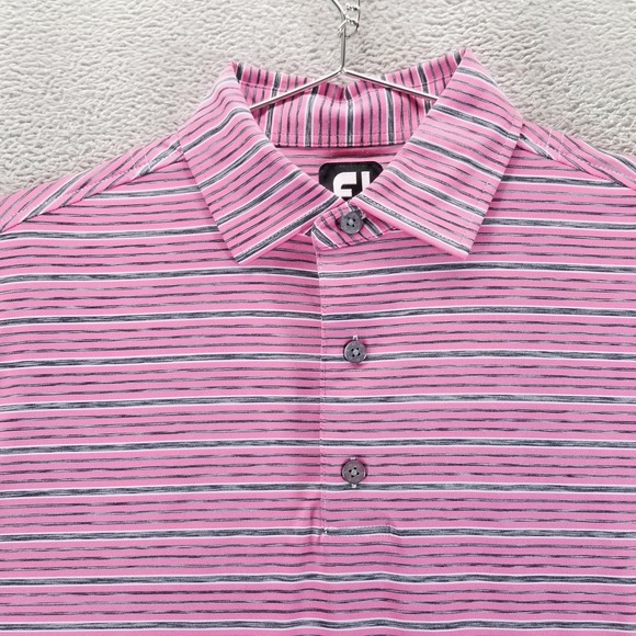 FootJoy Other - FootJoy Polo Shirt Mens M Pink Stripe Golf Performance Short Sleeve